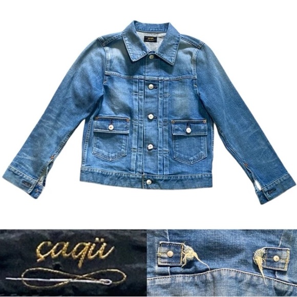 Caqu Japan Selvedge Denim Modern Jacket 00702 Women’s Size 1 in Blue - Picture 1 of 9